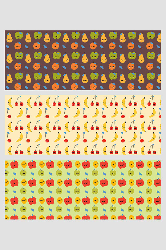 苹果香蕉鸭梨橙子柠檬卡通可爱平铺壁纸