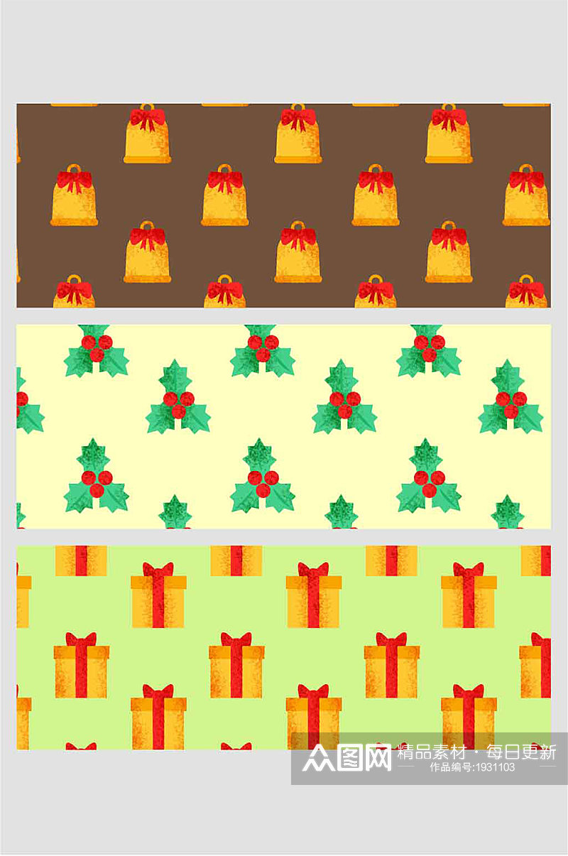 圣诞节冬日铃铛蝴蝶结果实礼物壁纸素材