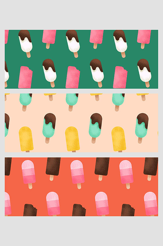 夏日冷饮甜品冰淇淋彩色卡通手绘壁纸