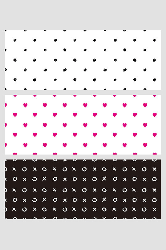 波点黑色涂鸦粉红色桃心对错乘号圆圈