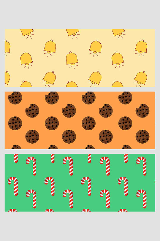 橙黄绿色糖果饼干曲奇铃铛闹钟拐杖圣诞节日