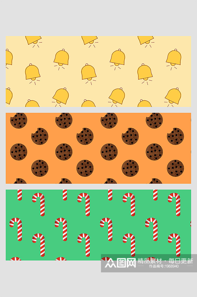 橙黄绿色糖果饼干曲奇铃铛闹钟拐杖圣诞节日素材