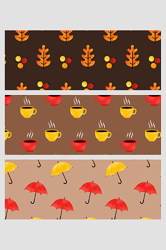 秋天热茶咖啡雨伞叶子果实收获下午茶