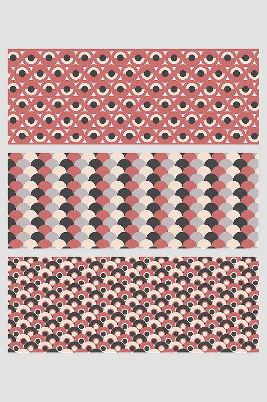 日式花纹抽象红黑平铺壁纸纹路圆形撞色