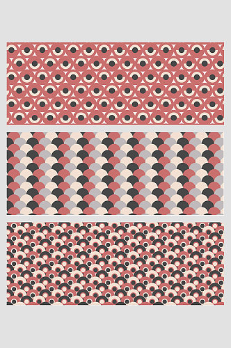 日式花纹抽象红黑平铺壁纸纹路圆形撞色