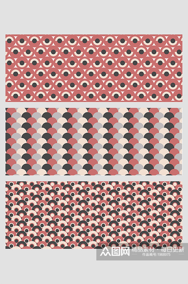 日式花纹抽象红黑平铺壁纸纹路圆形撞色素材