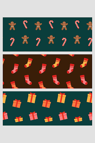 圣诞节姜饼人袜子礼物糖果矢量免扣背景