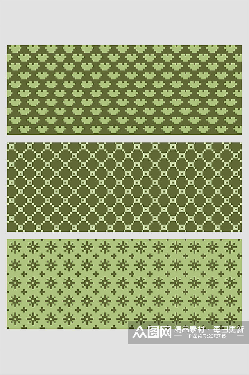 绿色像素马赛克几何图案矢量免扣背景素材