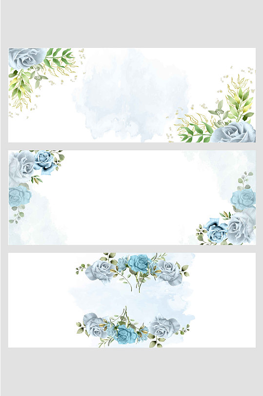 玫瑰蓝白花朵欧美风婚礼矢量 婚礼免抠背景