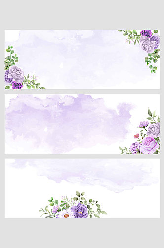 紫色玫瑰花朵婚礼邀请函矢量免扣背景
