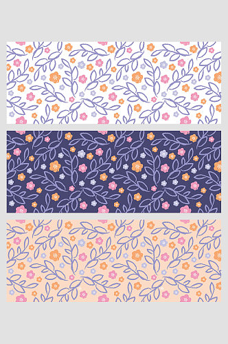 粉紫色手绘花朵梅花植物叶子矢量免扣背景