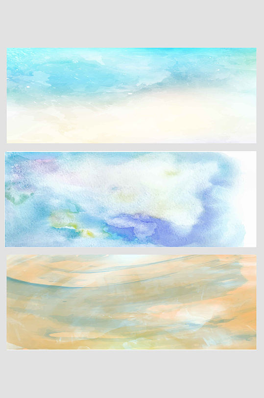 蓝色晕染笔触水墨水彩手绘矢量免扣背景-众图网