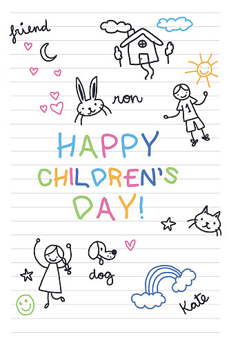 儿童鞋手绘涂鸦卡通水彩笔画矢量免扣素材