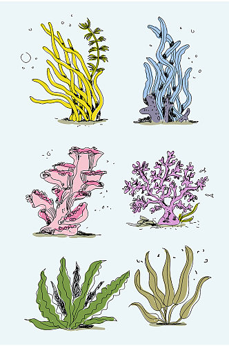 海底世界水草植物气泡珊瑚矢量免扣元素