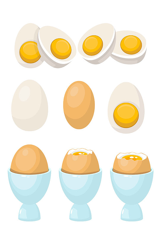 鸡蛋卡通手绘溏心手绘矢量免扣元素