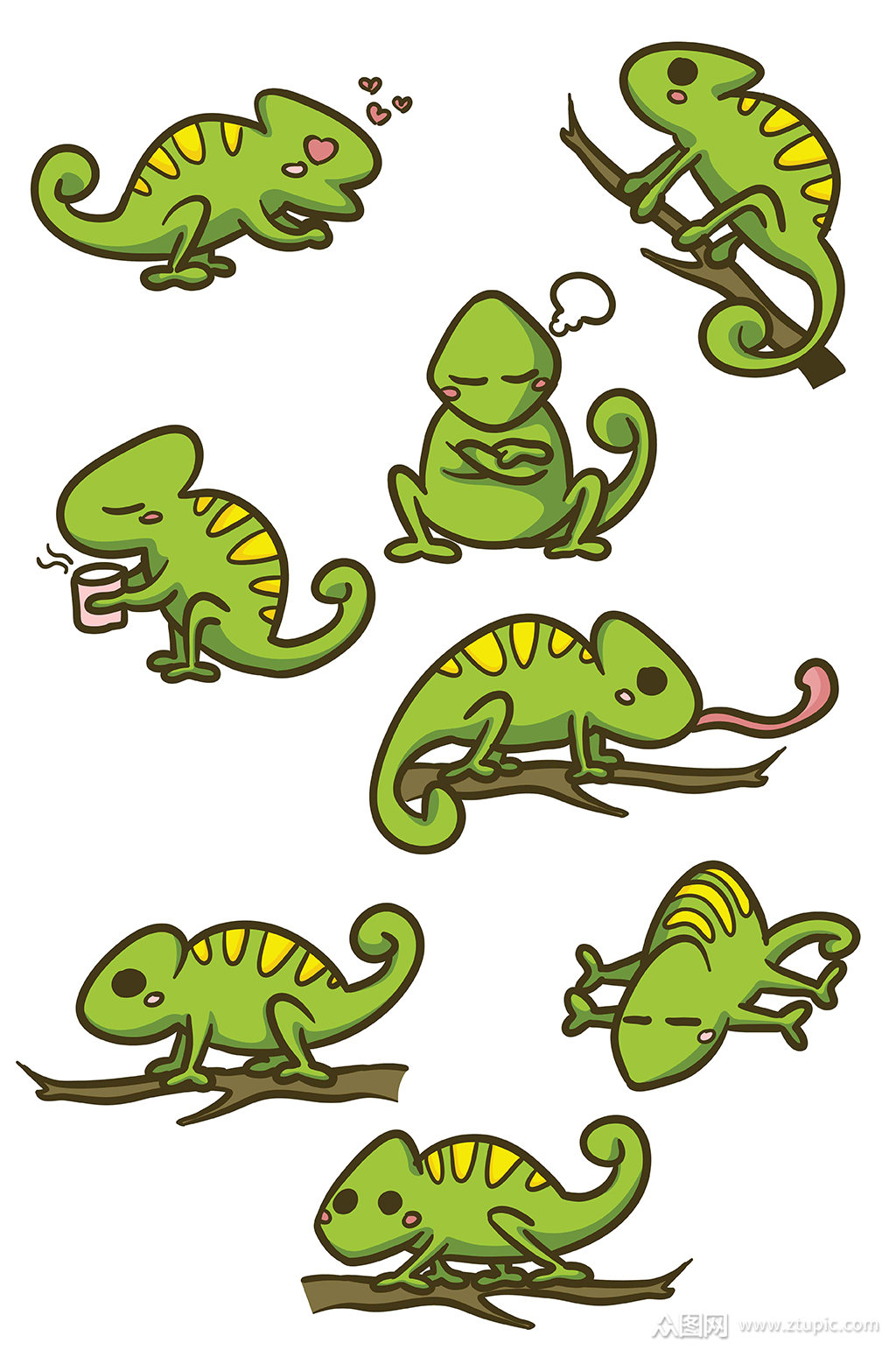 卡通爬行动物变色龙矢量免扣元素