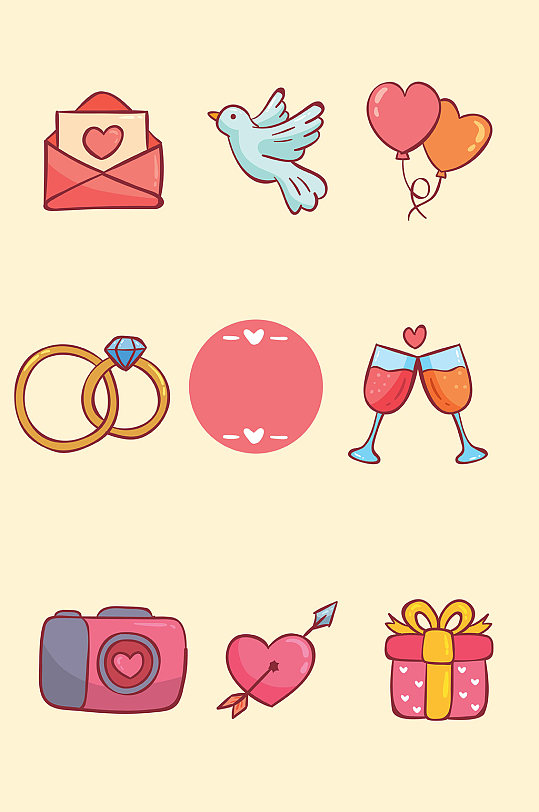 情人节婚礼礼物爱情气球素材矢量免扣元素