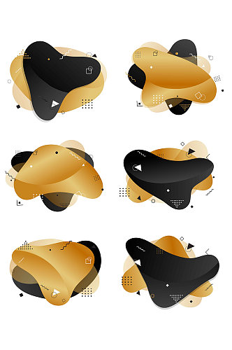 黑金几何不规则立体渐变素材矢量免扣元素