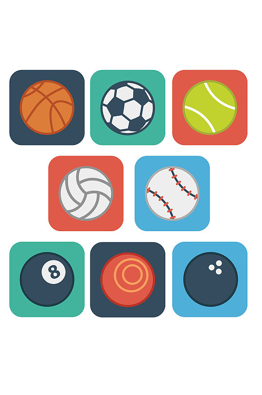 球类icon图标排篮足网棒球矢量免扣元素