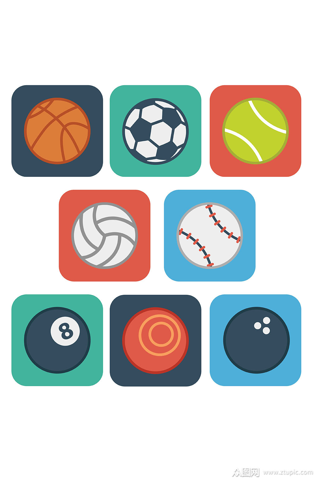 球类icon图标排篮足网棒球矢量免扣元素