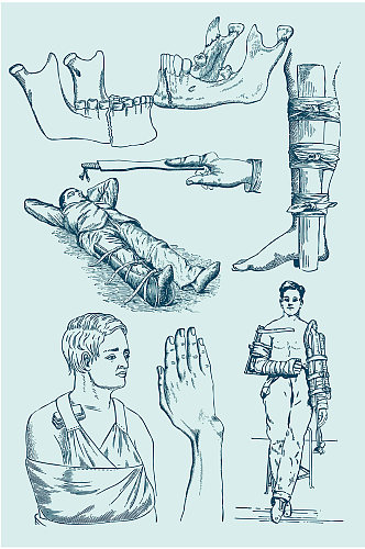 头骨骨骼受伤绷带医疗医学矢量免扣元素