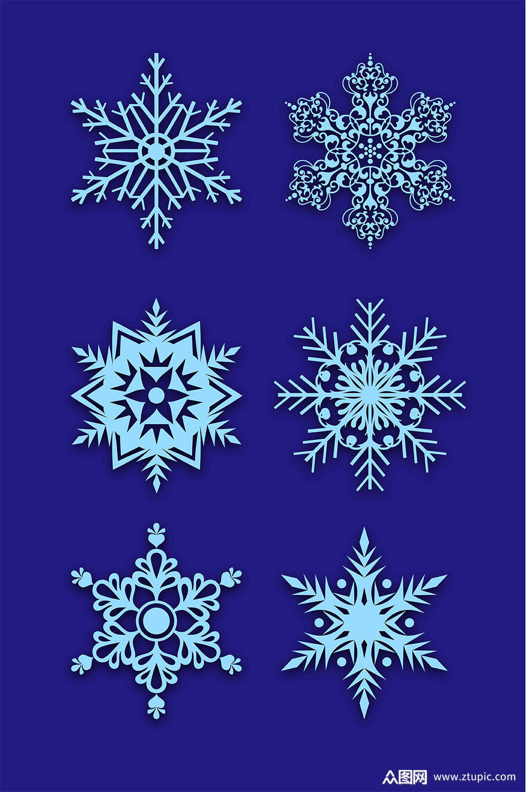 冬天雪花窗花装饰花纹图案矢量免扣元素