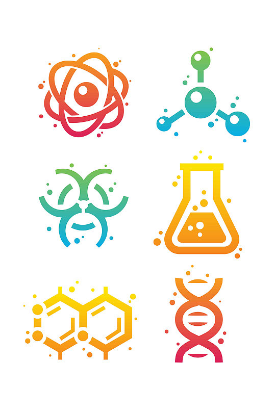 彩色渐变图标logo矢量实验化学免扣元素