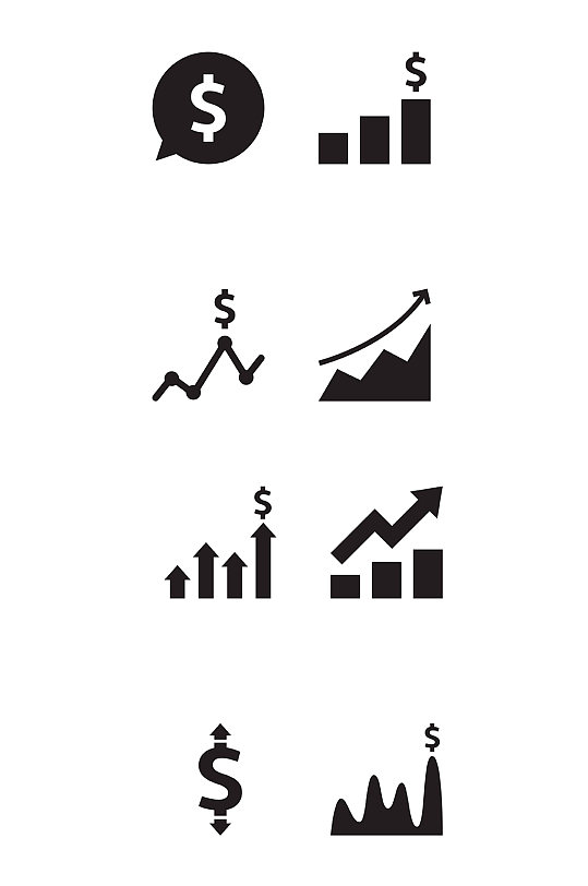 金钱数据分析走势表格图标矢量免扣元素