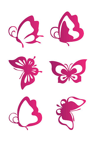 女性蝴蝶logo图标粉红色矢量免扣元素