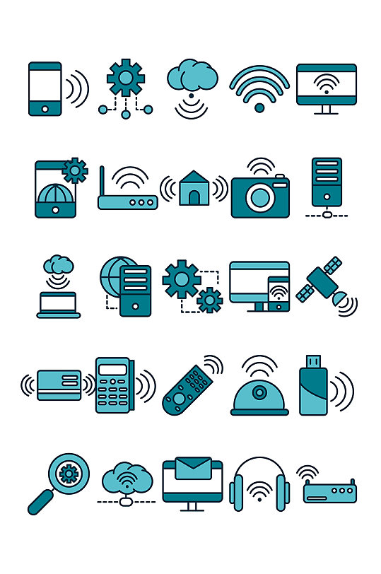 手机信号网络传输耳机矢量免扣元素