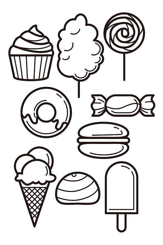 蛋糕棉花糖甜甜圈冰激凌存矢量免扣元素