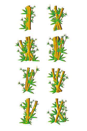 手绘卡通竹子植物叶子矢量免扣元素