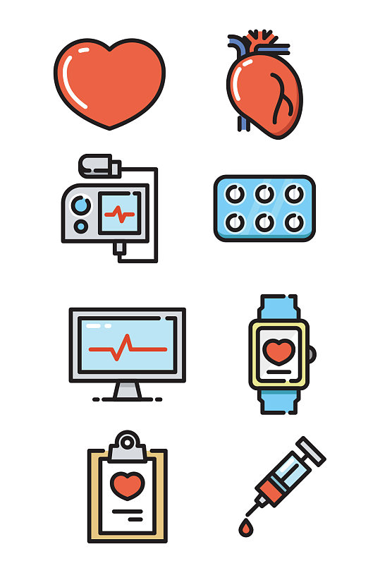 医疗心脏仪器注射器治疗矢量免扣元素