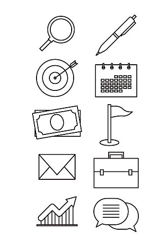 放大镜邮件办公日历钢笔图标矢量免扣元素