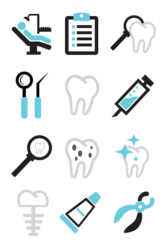牙科医生口腔卫生管理图标矢量免扣元素