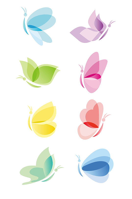 抽象彩色蝴蝶昆虫动物logo矢量免扣元素
