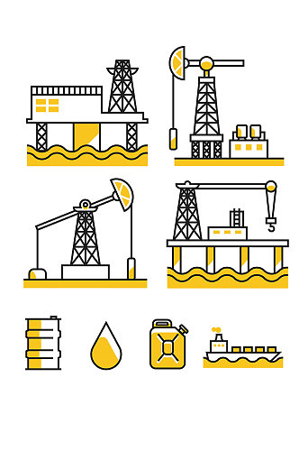 油田石油汽油轮船桶工作矢量免扣元素