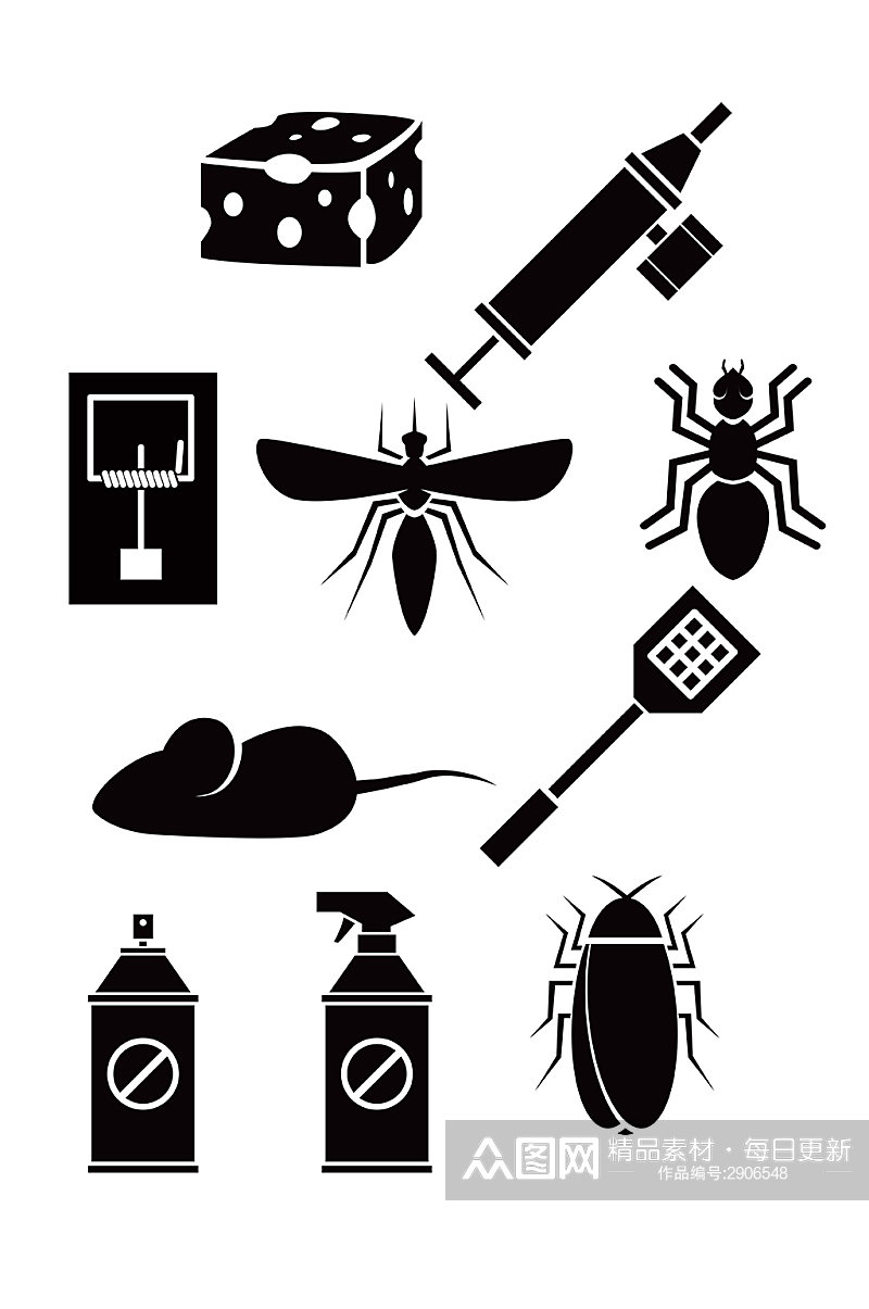 蚊子昆虫灭四害蟑螂杀虫剂矢量免扣元素素材