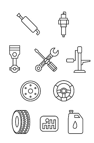 汽车修理配件轮胎汽油泵工具矢量免扣元素