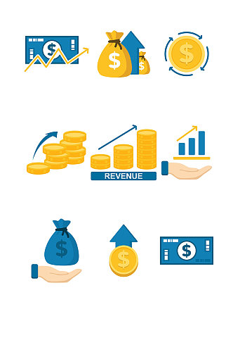 金融财务办公金币钱现金财富矢量免扣元素