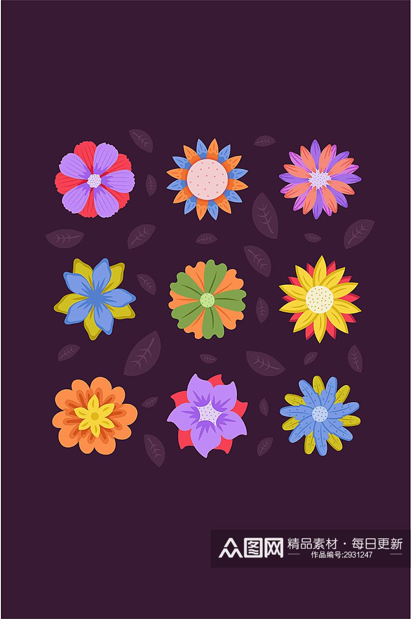 春天花朵花瓣卡通手绘向日葵矢量免扣元素素材