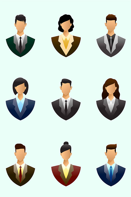办公人员男女人物形象头像矢量免扣元素