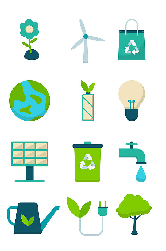 绿色植物环保废物利用循环矢量免扣元素