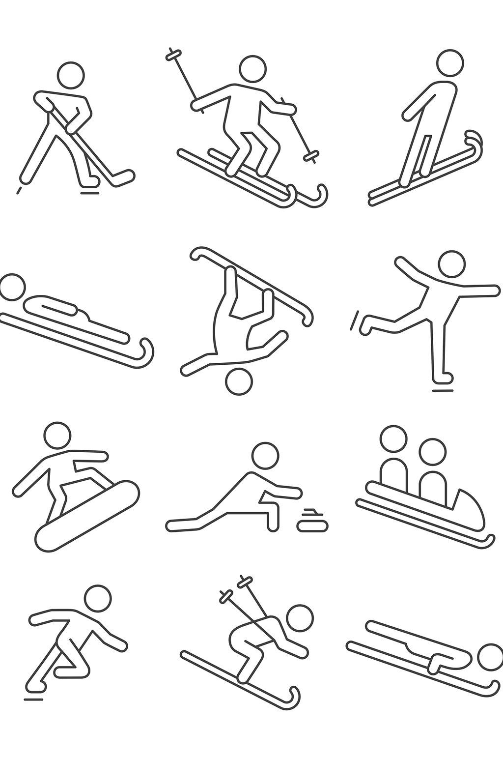 滑雪场动作冬奥会运动器材图标矢量免扣元素 设计元素