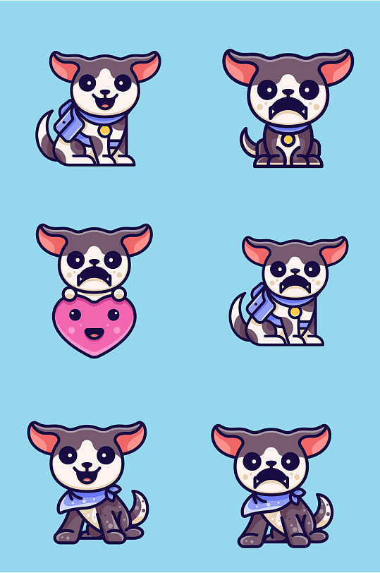 卡通小狗汪星人表情包可爱矢量免扣元素