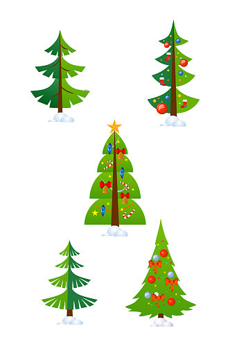 圣诞节树装饰植物卡通矢量免扣元素