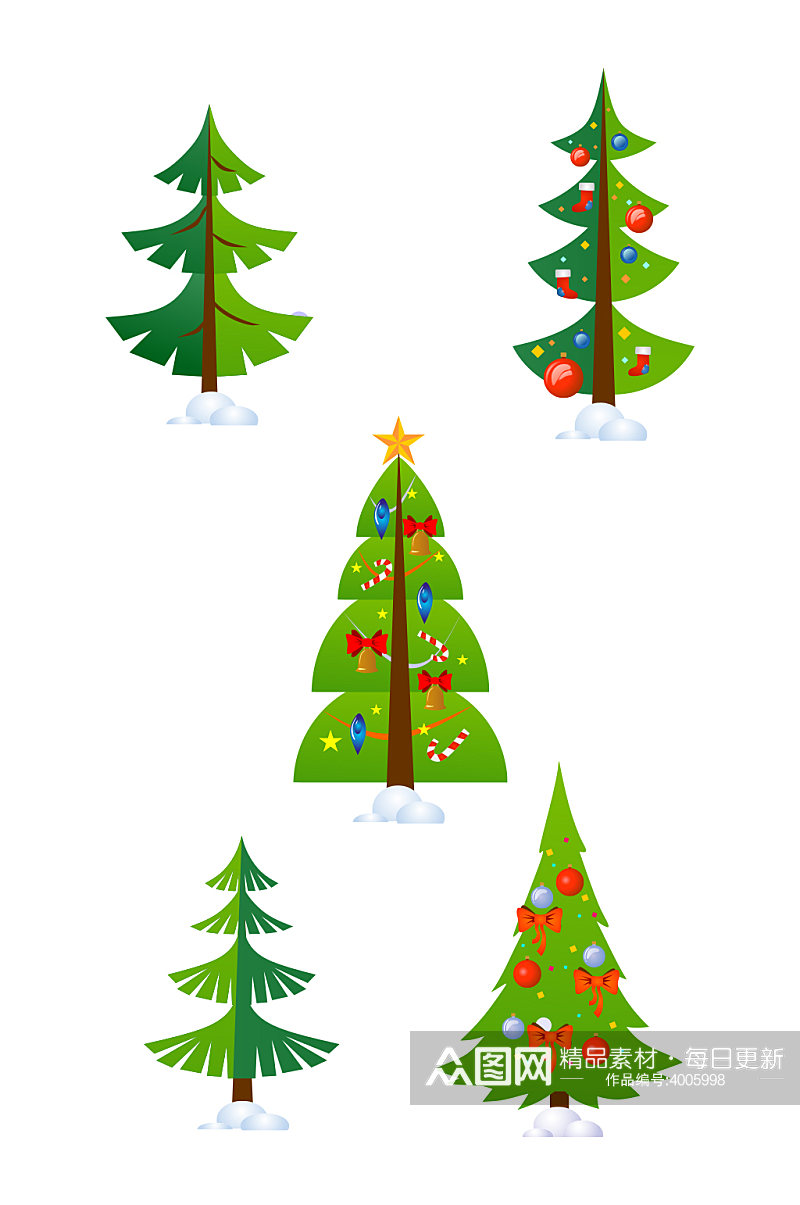 圣诞节树装饰植物卡通矢量免扣元素素材