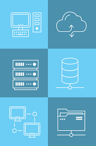 电脑大数据云传输矢量免扣元素