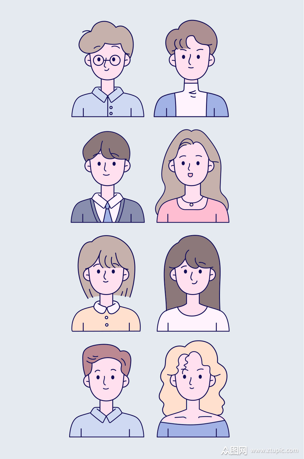 人物卡通手绘头像形象男女矢量免扣元素模板下载-编号4033477-众图网