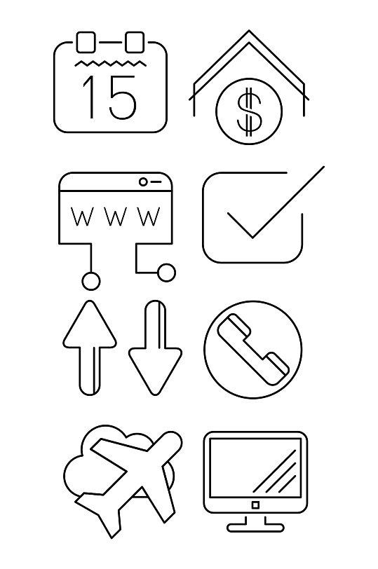 日历方向箭头电话客服飞机矢量免扣元素-众图网